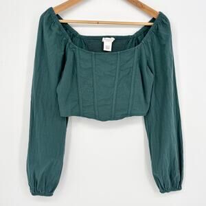 Kirious Teal Green 100% Cotton Corset Cropped Top Size S